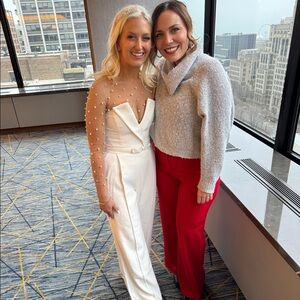 White Nadine Merabi jumpsuit. Size 4. worn ONCE in photo provided for two hours!